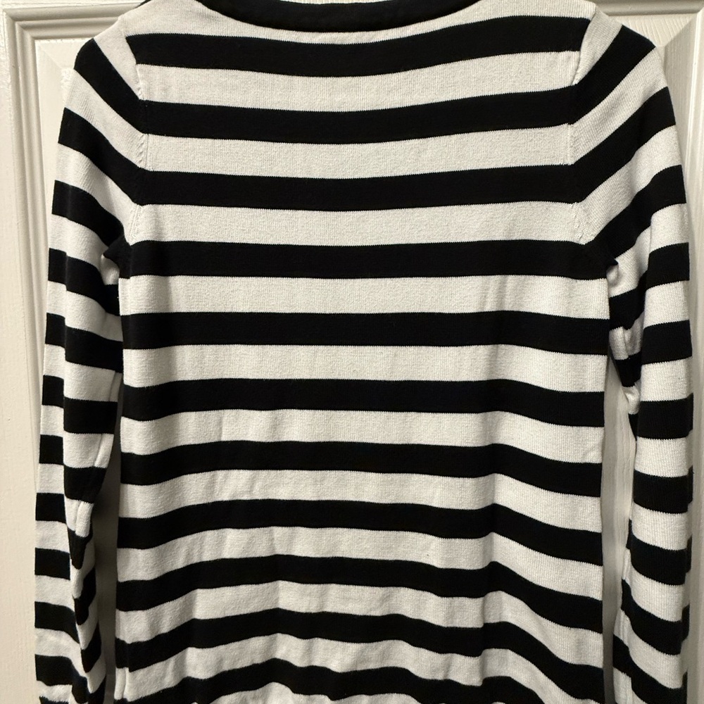 VALENTINE Striped Black and White Sweater with Red Heart - Picture 2 of 4